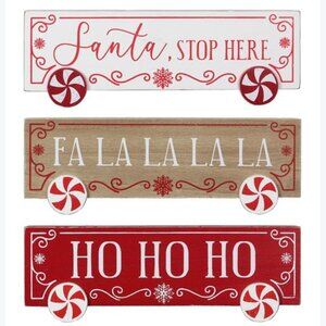 All Aboard the Christmas Express! Tabletop Wood Signs Each With A Merry Message